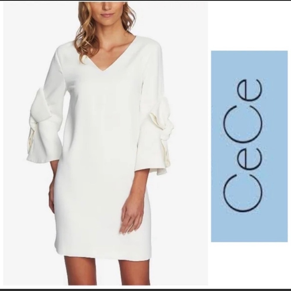 CeCe Women's Ivory Bow Sleeve Shift Dress NEW